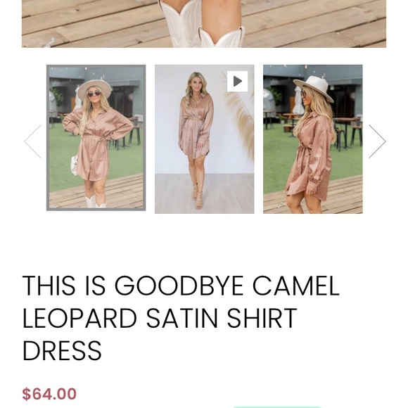 Satin Leopard Camel Dress - Picture 5 of 5